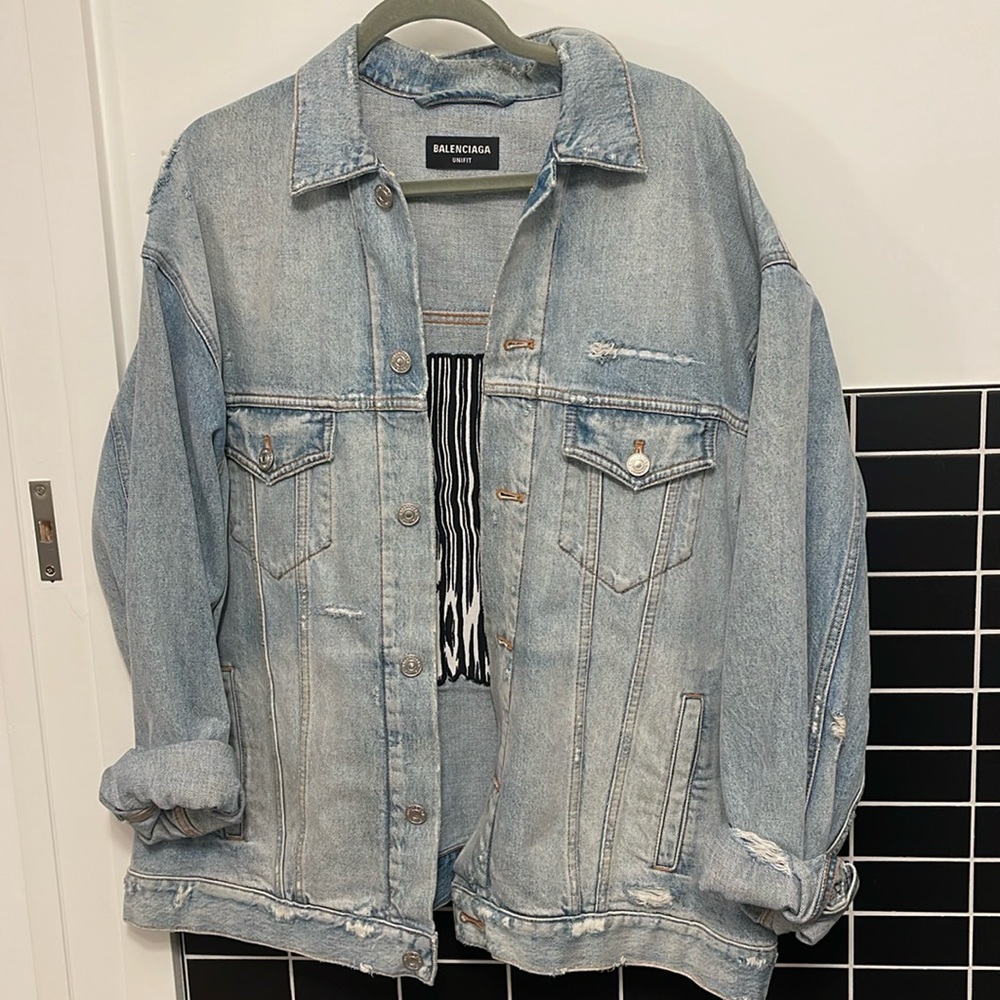 Men’s Balenciaga Jean jacket with distressing